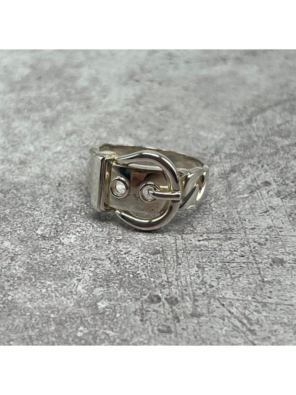 Hermes Boucles Sellier Ring Silver